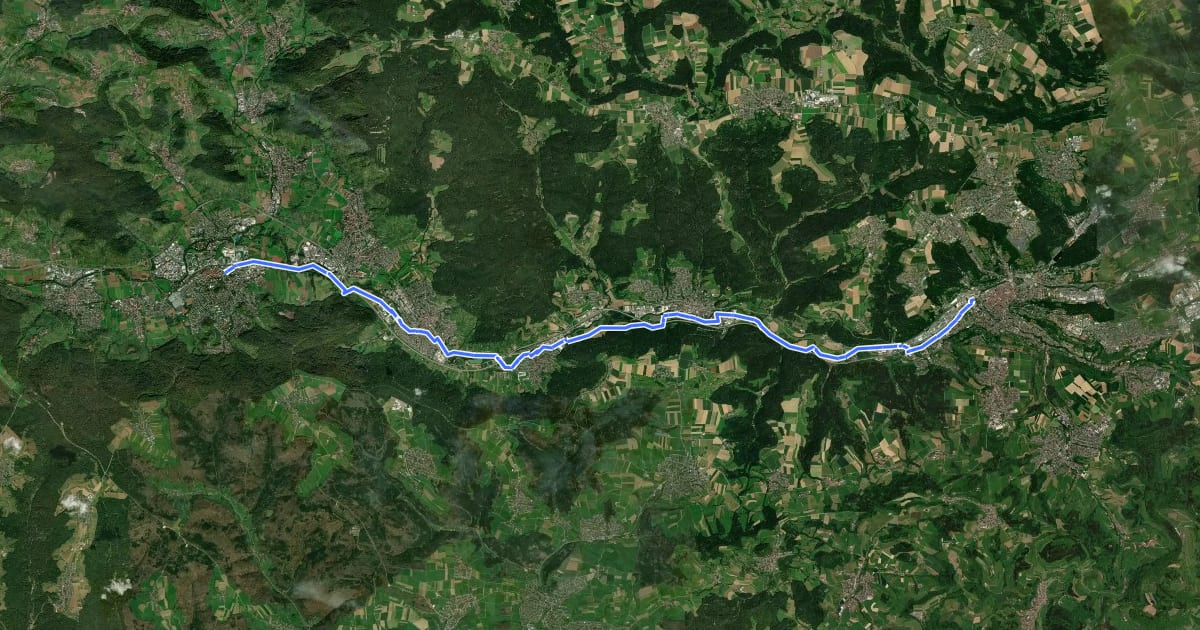 Маршрут Remstal-Radweg Etappe 3: Schorndorf - Schwäbisch Gmünd на спутниковом снимке