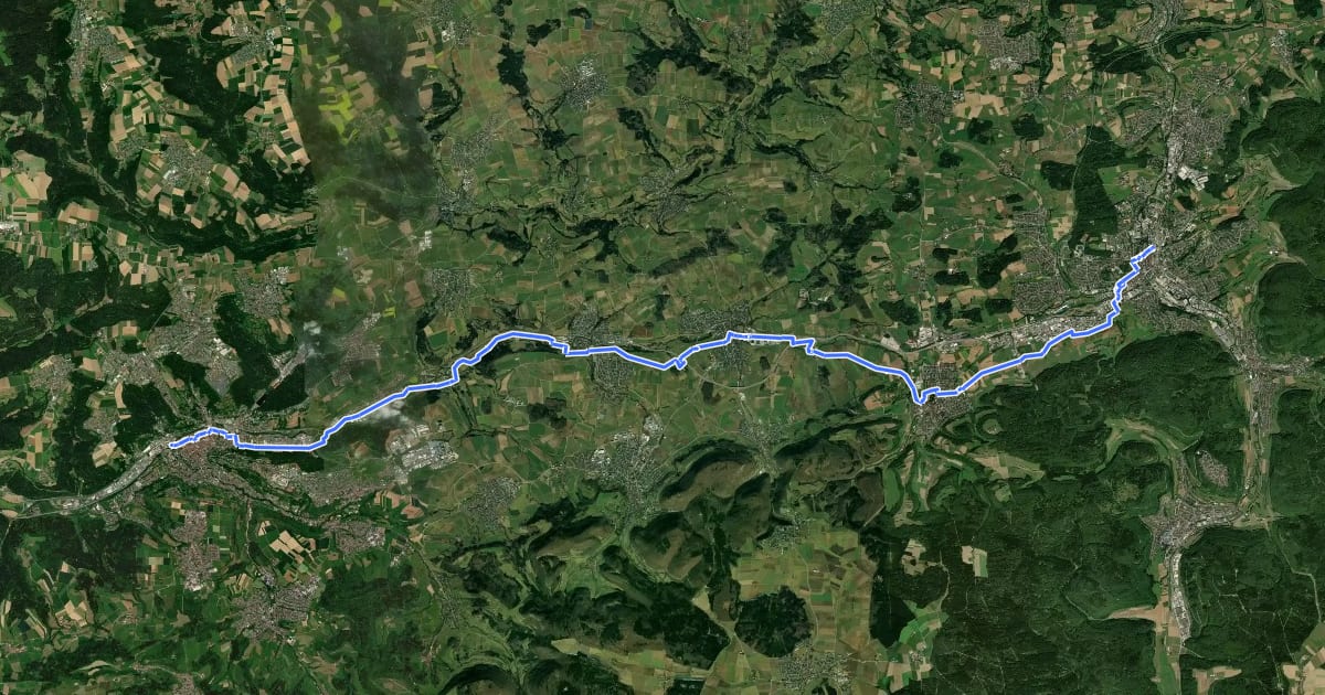 Маршрут Remstal-Radweg Etappe 4: Schwäbisch Gmünd - Aalen на спутниковом снимке