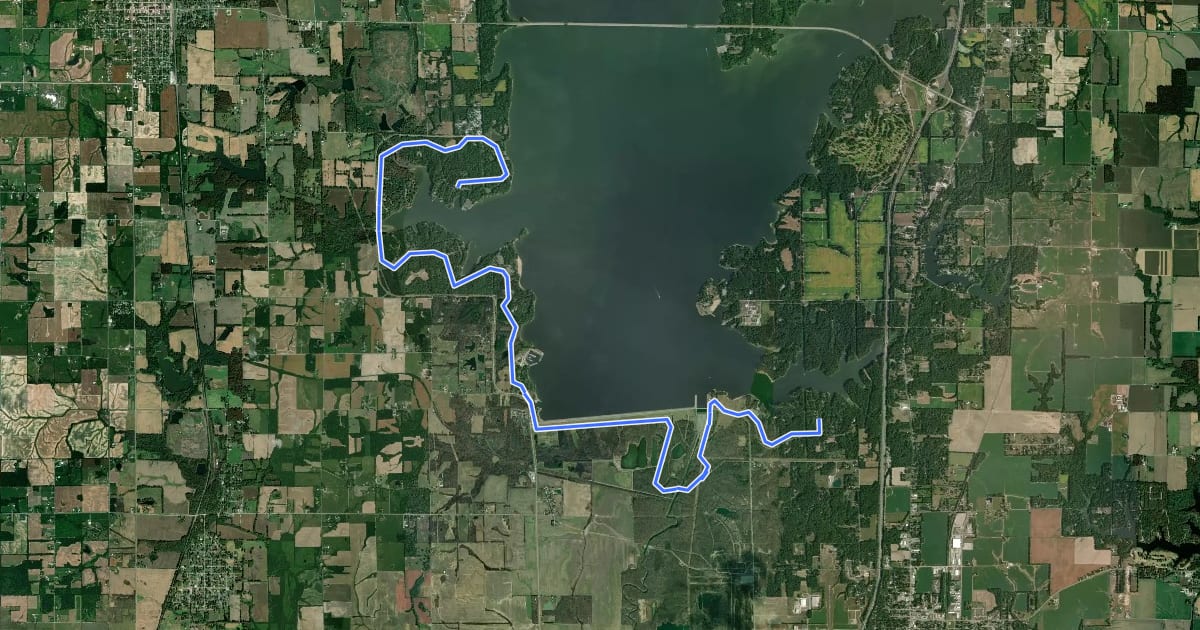 Маршрут Rend Lake Bike Trail на спутниковом снимке