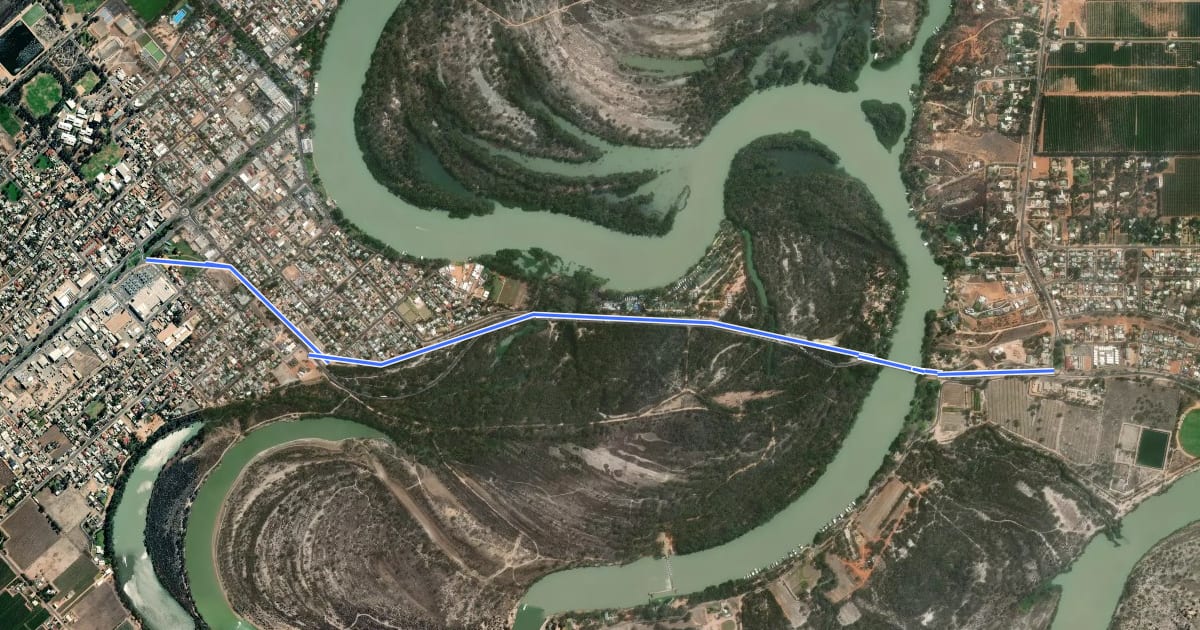 Маршрут Renmark to Paringa Rail Trail на спутниковом снимке