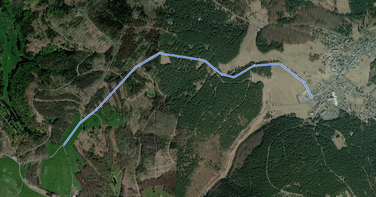 Маршрут Rennsteig Planetenweg на спутниковом снимке