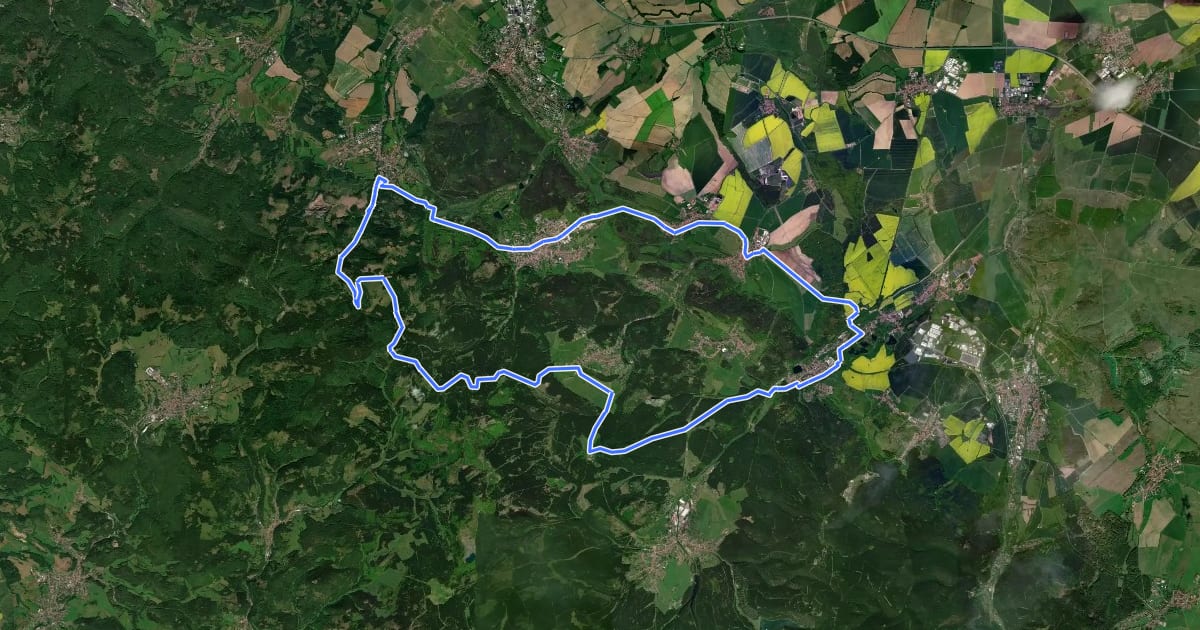 Маршрут Rennsteigschleife на спутниковом снимке