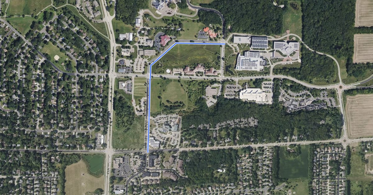 Маршрут Research Park Greenway на спутниковом снимке