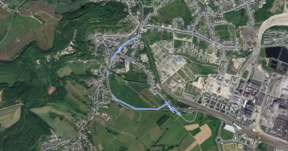Маршрут Reseau cyclable commune de Sanem на спутниковом снимке