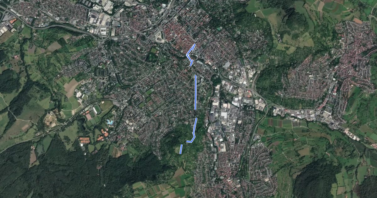 Маршрут Reutlingen - Georgenberg на спутниковом снимке