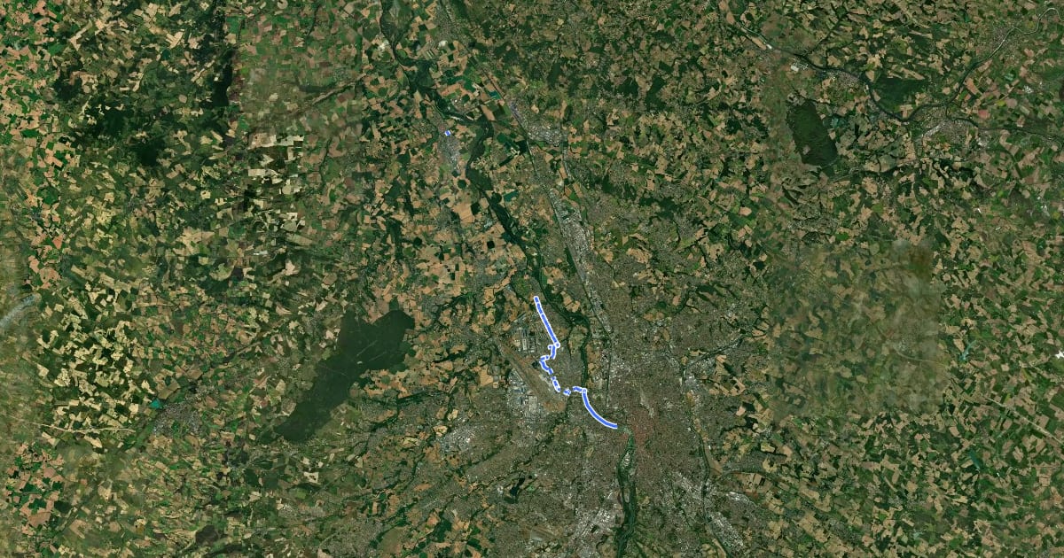 Маршрут REV 13 Castelnau d'Estrétefonds > Toulouse на спутниковом снимке