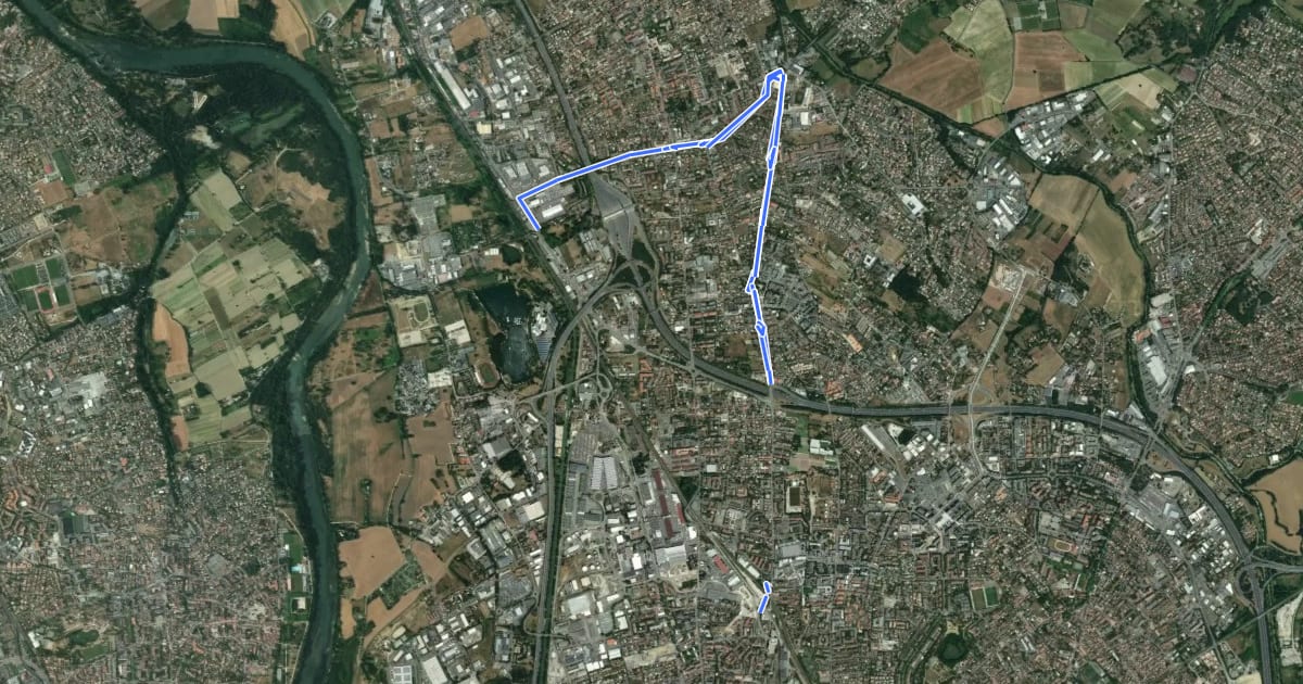 Маршрут REV 14 Fenouillet > Toulouse на спутниковом снимке