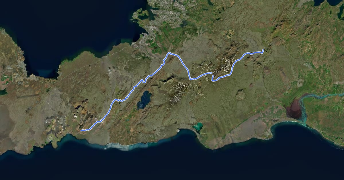 Маршрут Reykjavegur на спутниковом снимке