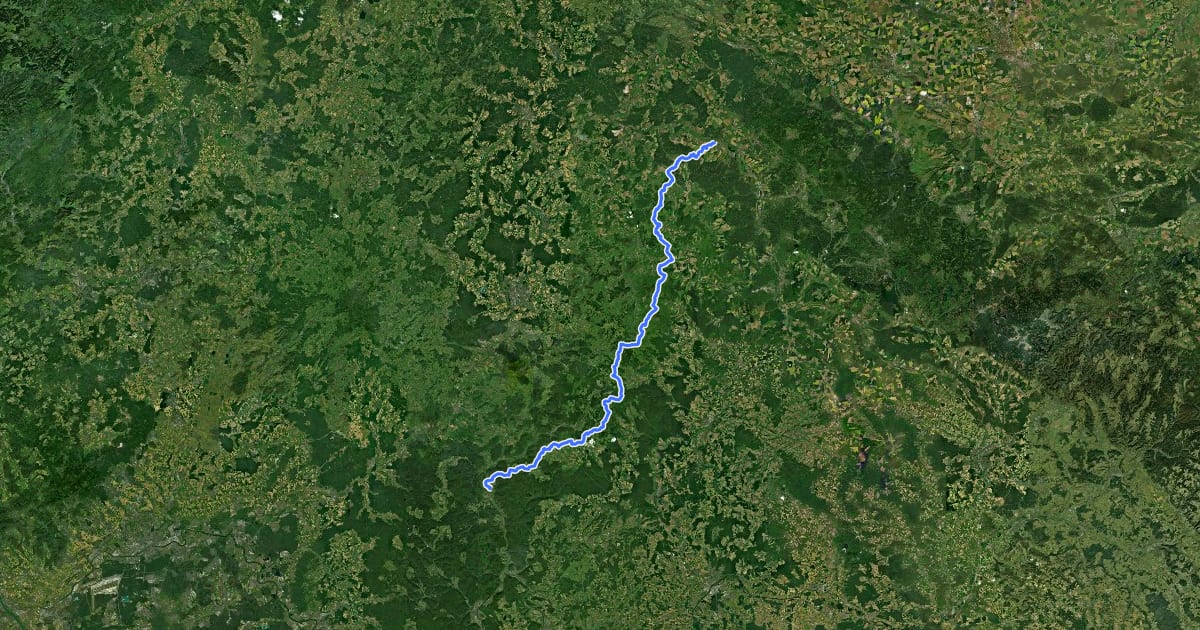 Маршрут Rhön-Höhenweg на спутниковом снимке