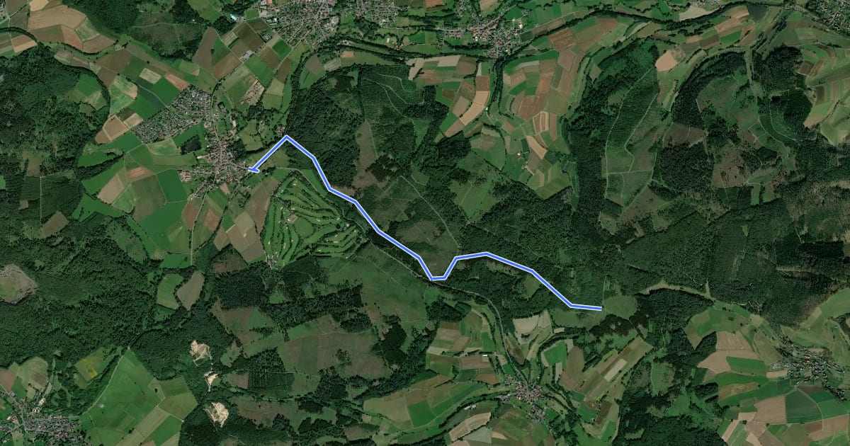 Маршрут Rhön-Knüll-Weg на спутниковом снимке