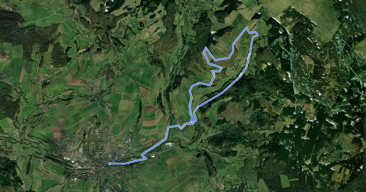 Маршрут Rhön-Rundweg 1 Gersfeld на спутниковом снимке