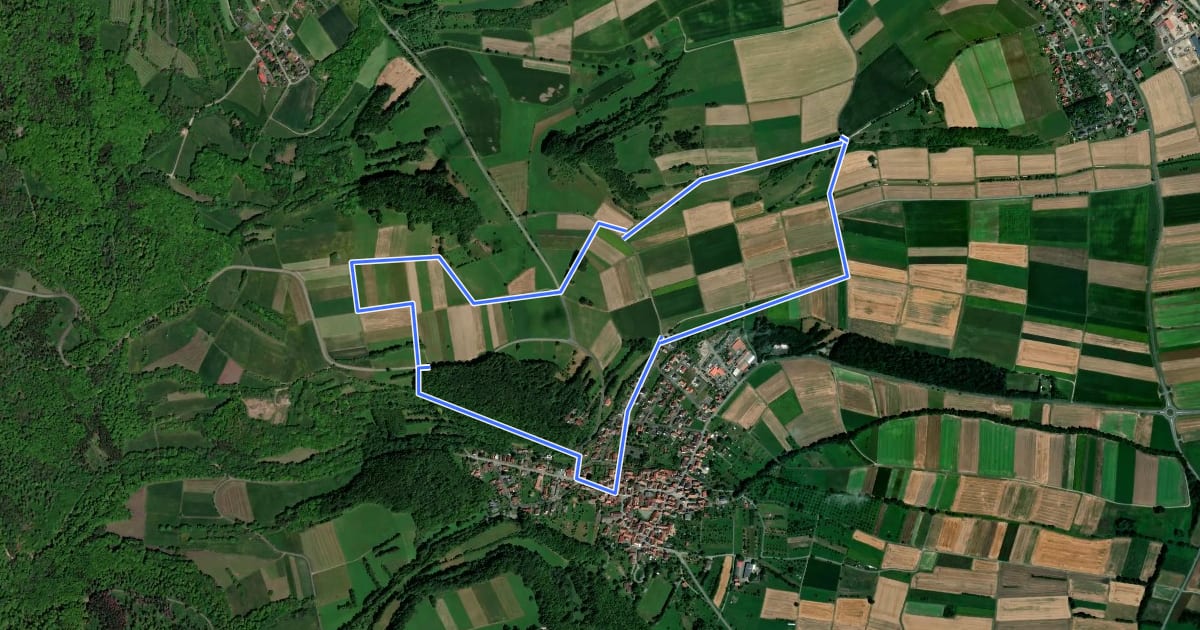 Маршрут Rhön-Rundweg 1 Hausen на спутниковом снимке