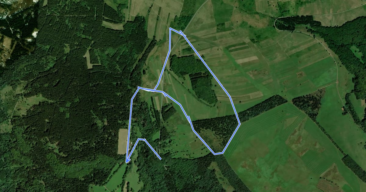 Маршрут Rhön-Rundweg 1 Holzberghof на спутниковом снимке
