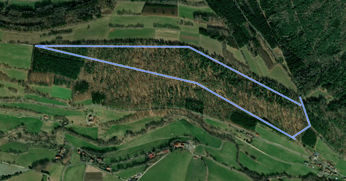 Маршрут Rhön-Rundweg 1 Horstberg на спутниковом снимке