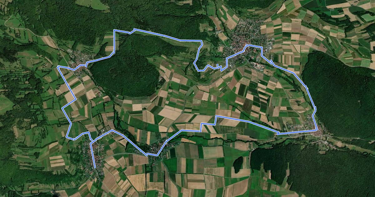Маршрут Rhön-Rundweg 1 Oberelsbach на спутниковом снимке