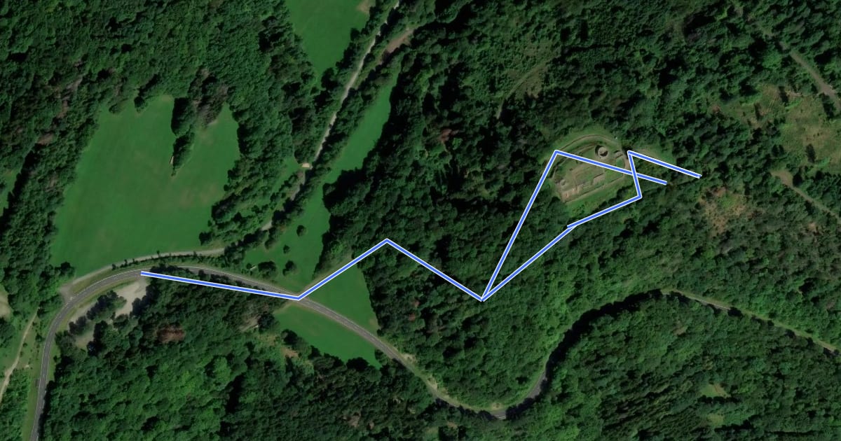 Маршрут Rhön-Rundweg 1 Osterburg на спутниковом снимке