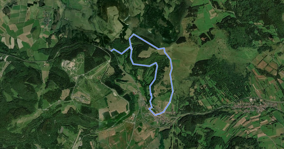 Маршрут Rhön-Rundweg 1 Schwedenschanze на спутниковом снимке