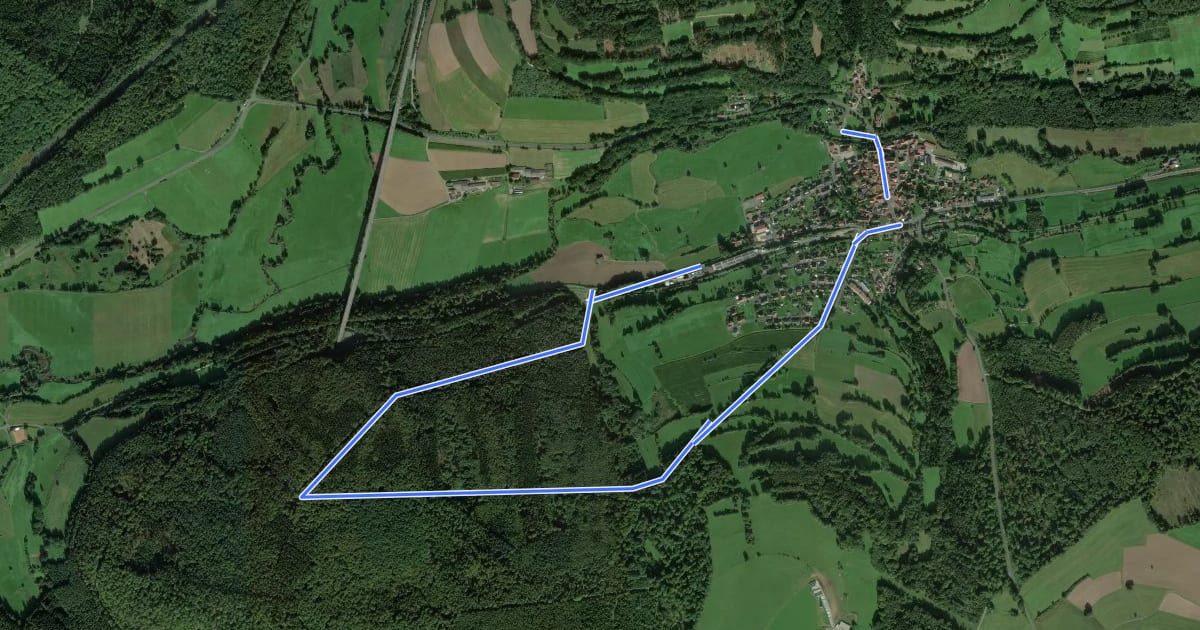 Маршрут Rhön-Rundweg 1 Sinntal на спутниковом снимке