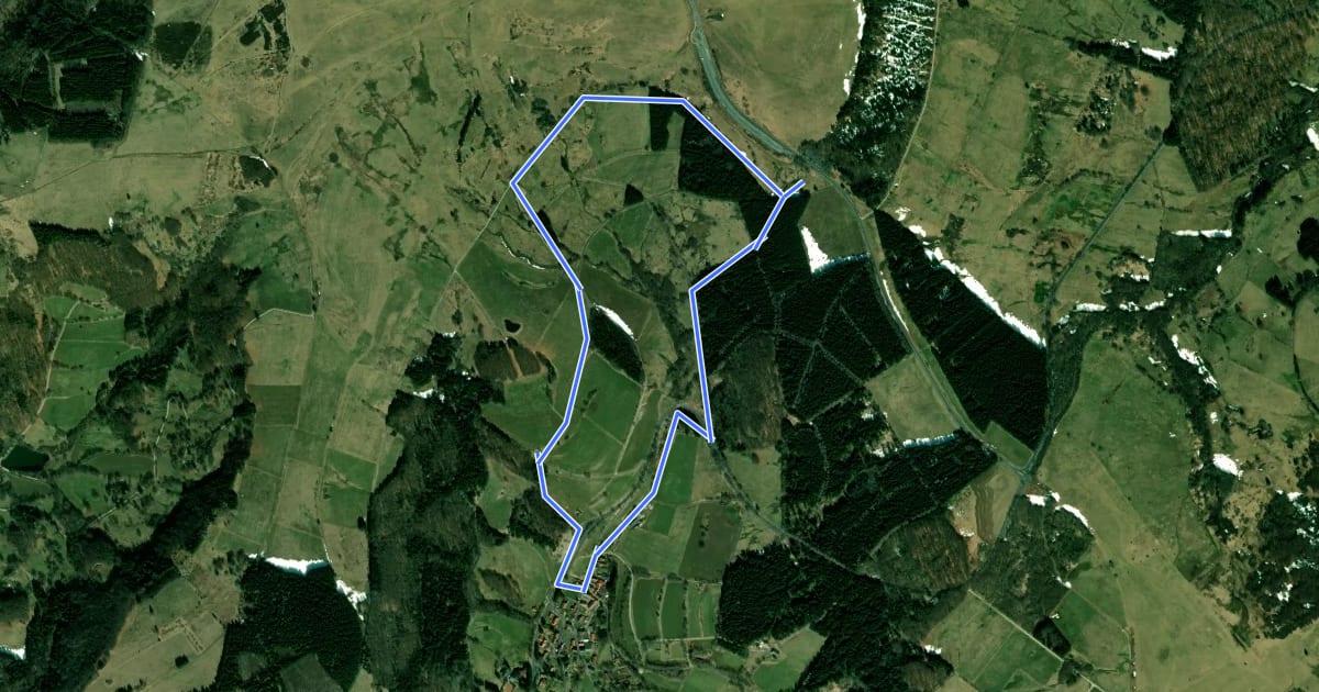 Маршрут Rhön-Rundweg 1 Spielberg на спутниковом снимке