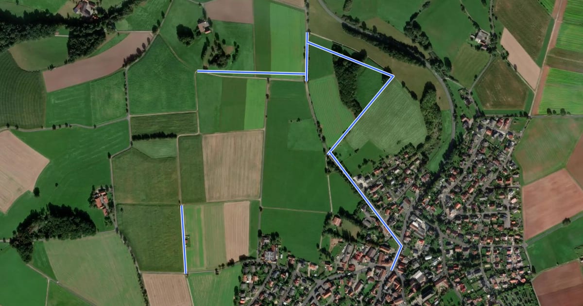 Маршрут Rhön-Rundweg 1 Weyhers на спутниковом снимке