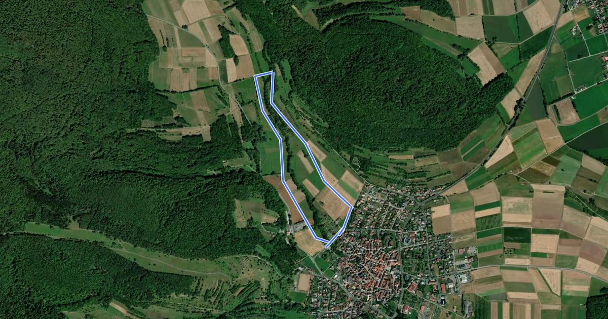 Маршрут Rhön-Rundweg 11 Oberelsbach на спутниковом снимке
