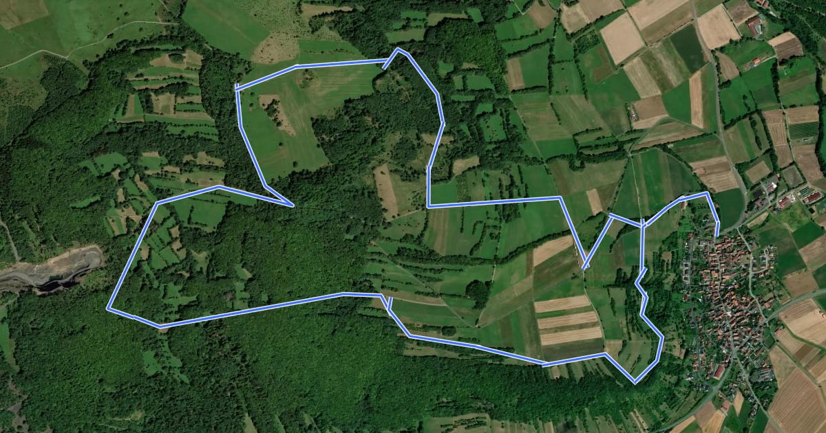 Маршрут Rhön-Rundweg 2 Oberelsbach на спутниковом снимке
