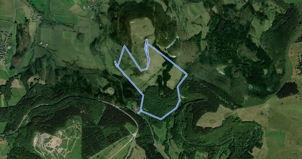 Маршрут Rhön-Rundweg 2 Schwedenschanze на спутниковом снимке