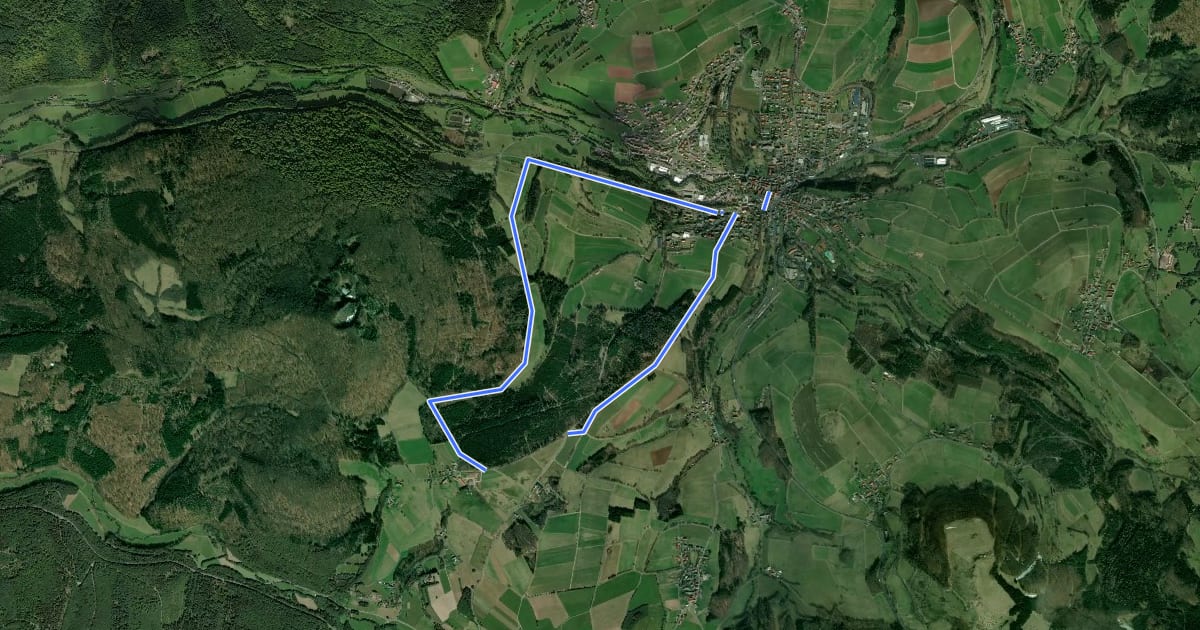 Маршрут Rhön-Rundweg 3 Gersfeld на спутниковом снимке