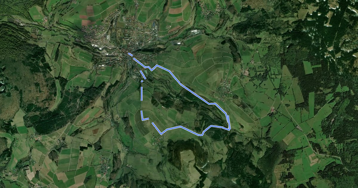 Маршрут Rhön-Rundweg 4 Gersfeld на спутниковом снимке