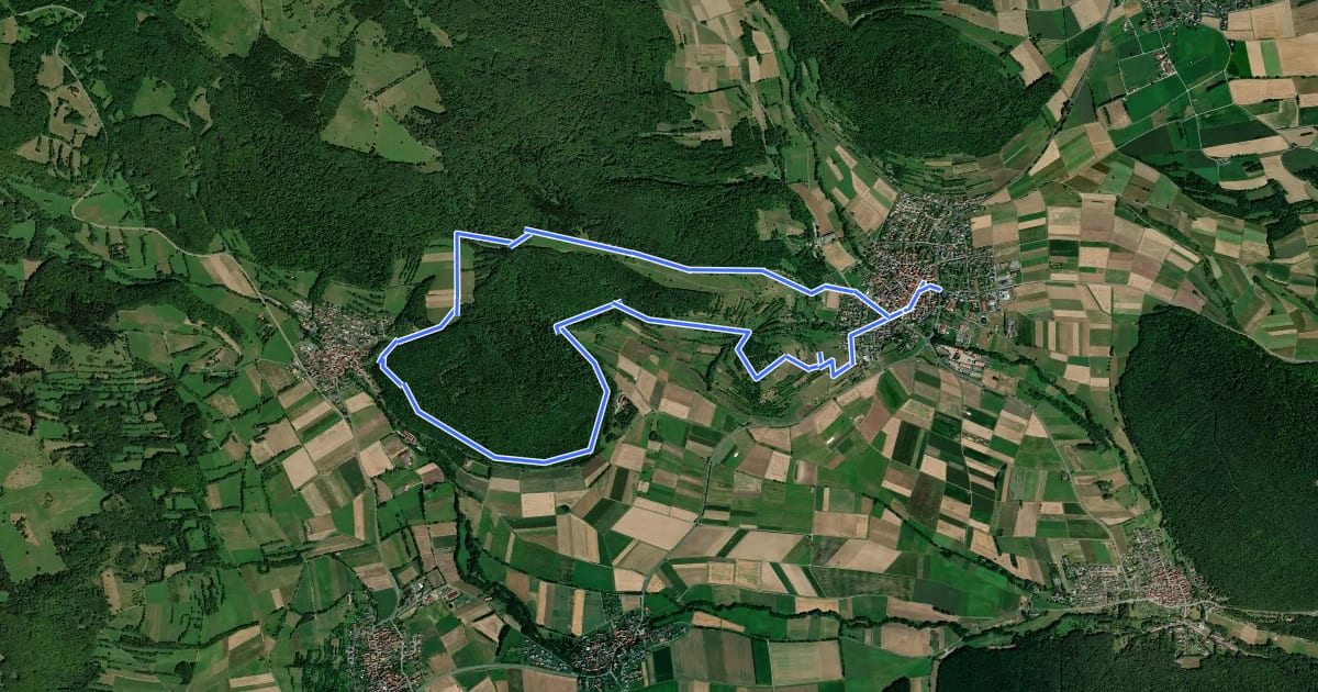 Маршрут Rhön-Rundweg 4 Oberelsbach Gänsebrunnenweg на спутниковом снимке