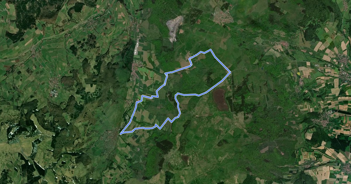Маршрут Rhön-Rundweg 4 Schwarzes Moor на спутниковом снимке