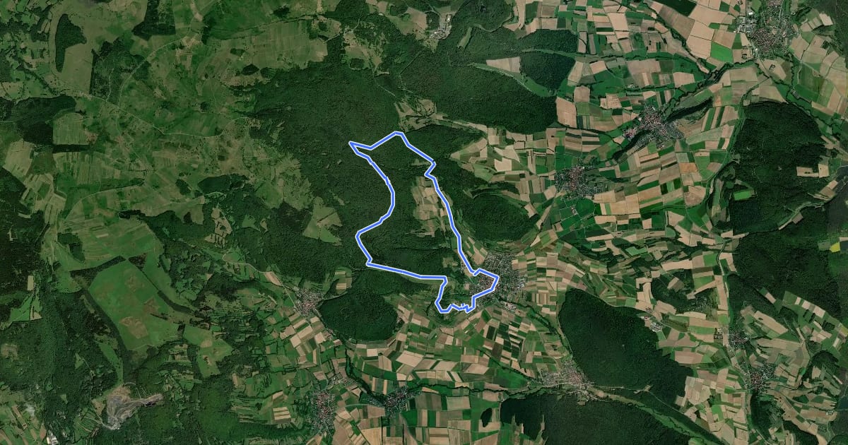 Маршрут Rhön-Rundweg 6 Oberelsbach Drei auf einen Streich на спутниковом снимке