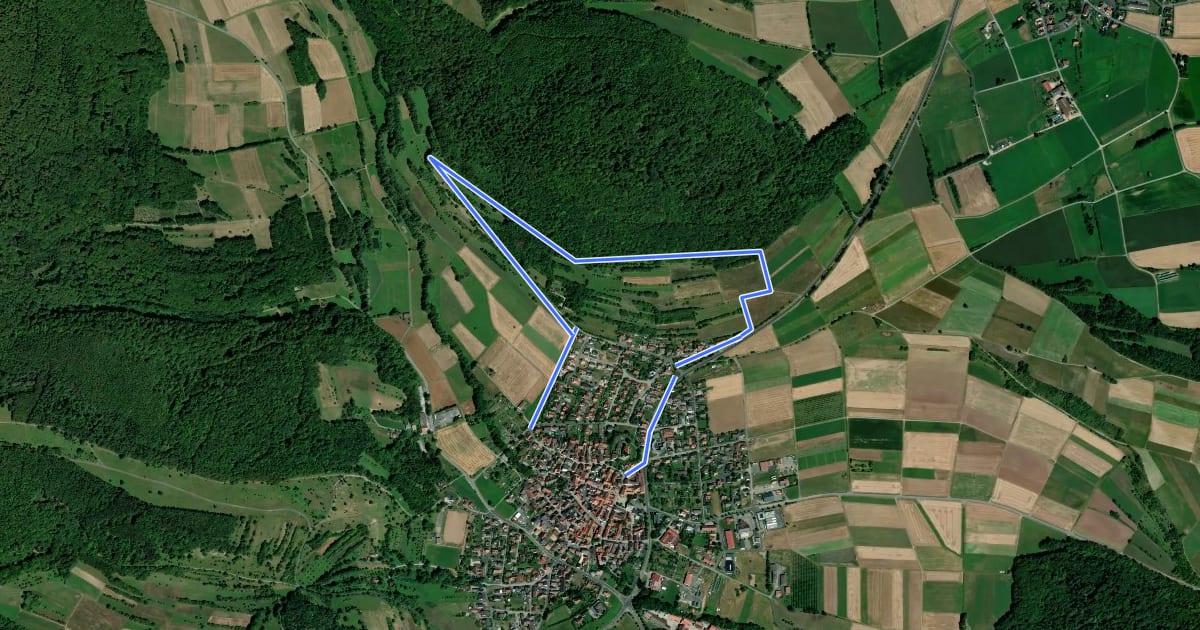 Маршрут Rhön-Rundweg 7 Oberelsbach "Heppbergweg" на спутниковом снимке