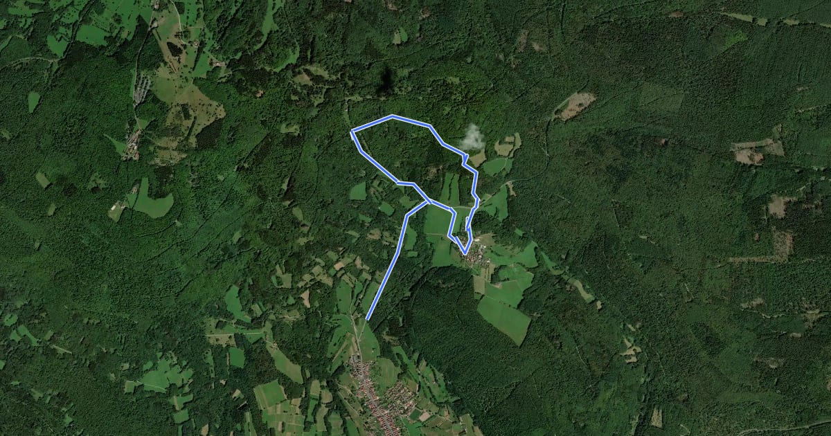 Маршрут Rhön-Rundweg 8 Beilsteinrunde на спутниковом снимке