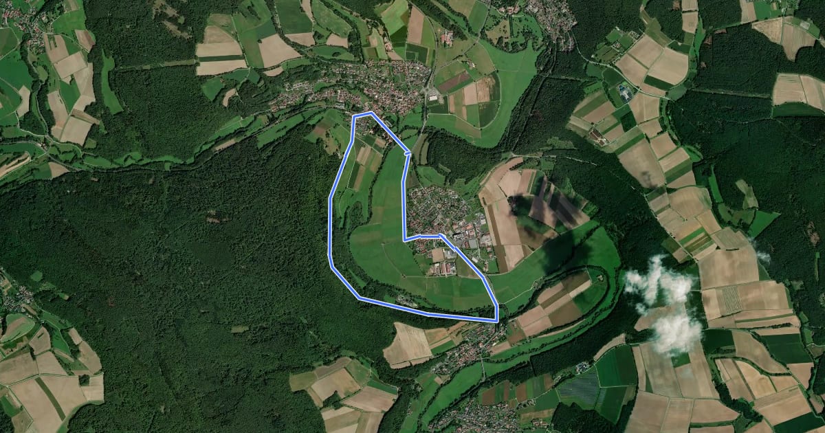 Маршрут Rhön-Rundweg Bad Bocklet 2 на спутниковом снимке