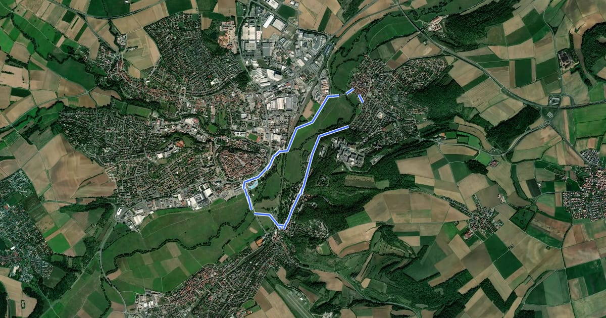 Маршрут Rhön-Rundweg Bad Neustadt 1 на спутниковом снимке
