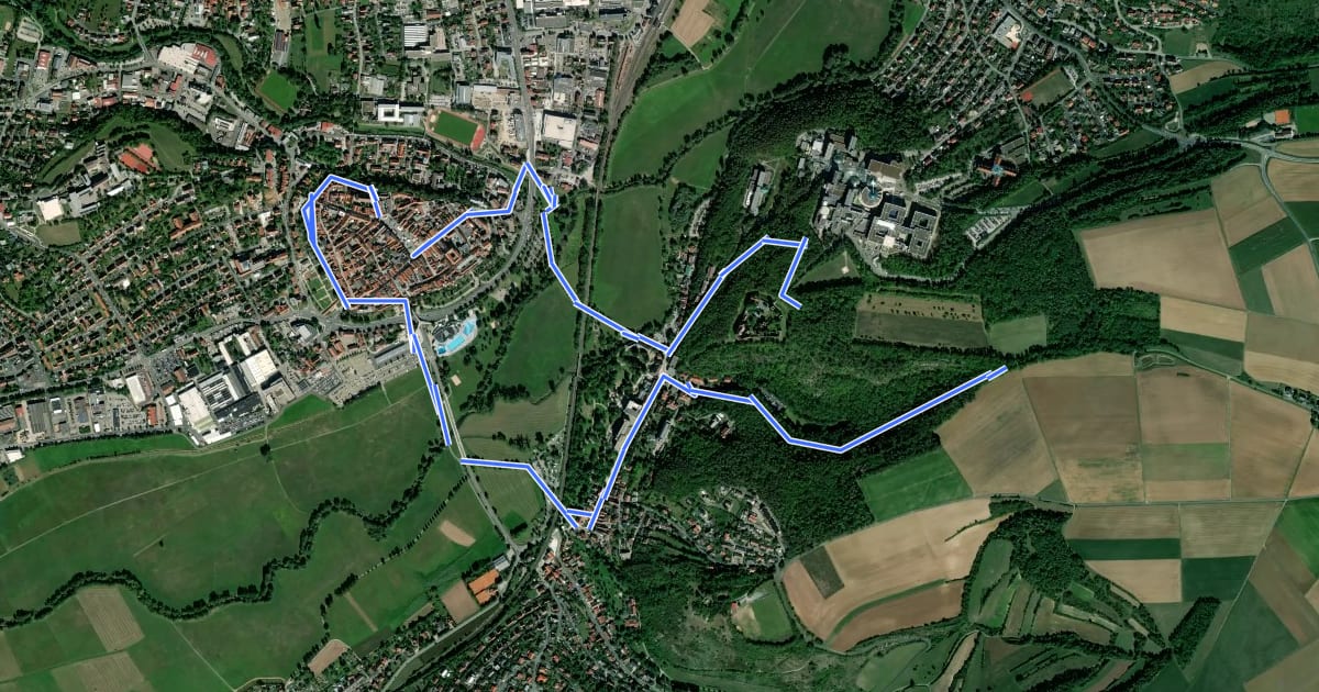 Маршрут Rhön-Rundweg Bad Neustadt 2 на спутниковом снимке