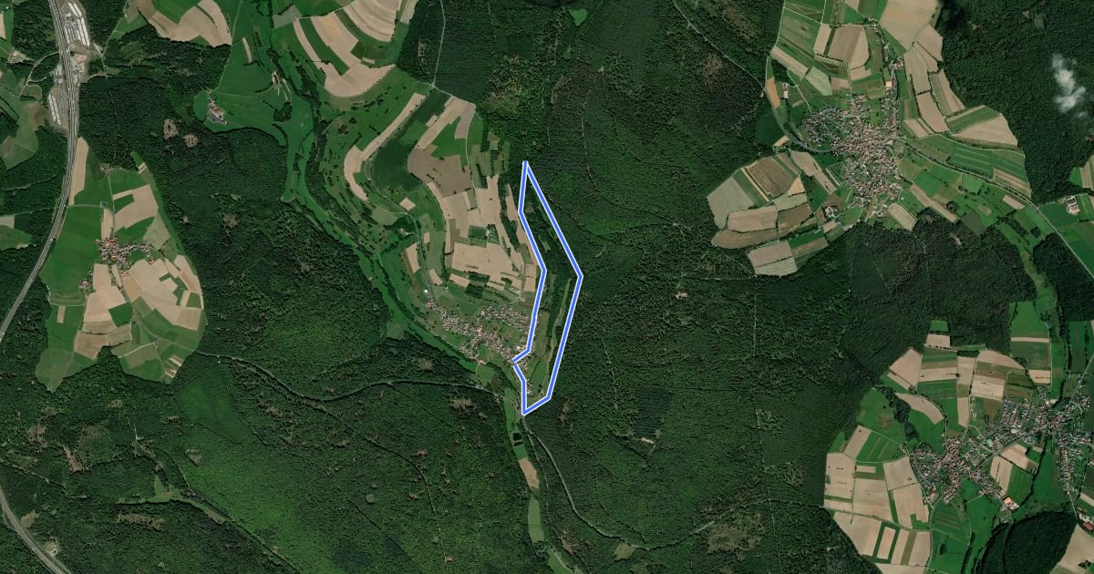 Маршрут Rhön-Rundweg Burkardroth 14 на спутниковом снимке