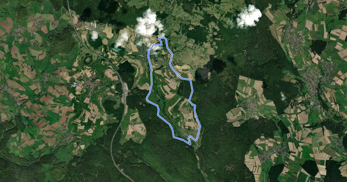 Маршрут Rhön-Rundweg Burkardroth 15 на спутниковом снимке