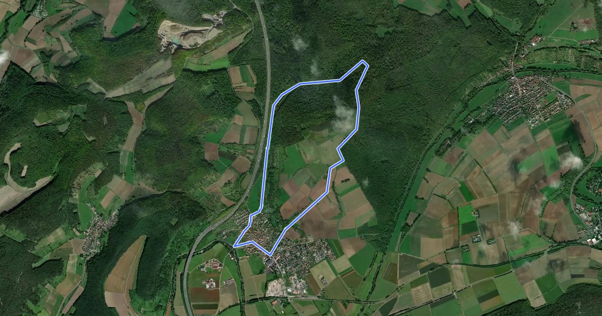 Маршрут Rhön-Rundweg Elfershausen 1 на спутниковом снимке