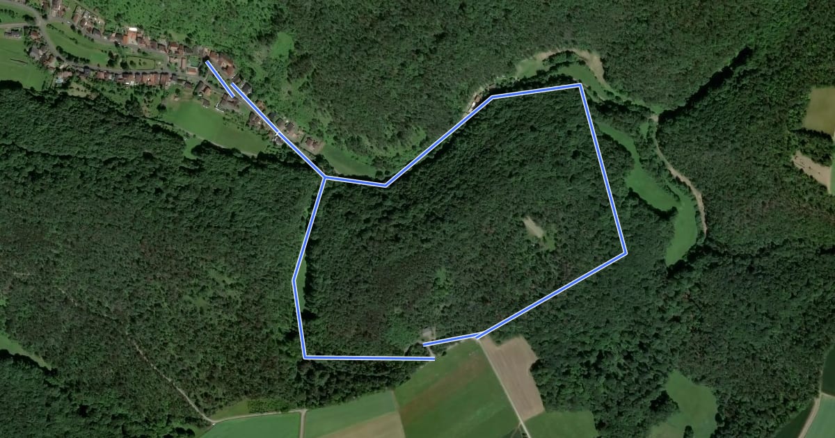 Маршрут Rhön-Rundweg Elfershausen 6 на спутниковом снимке