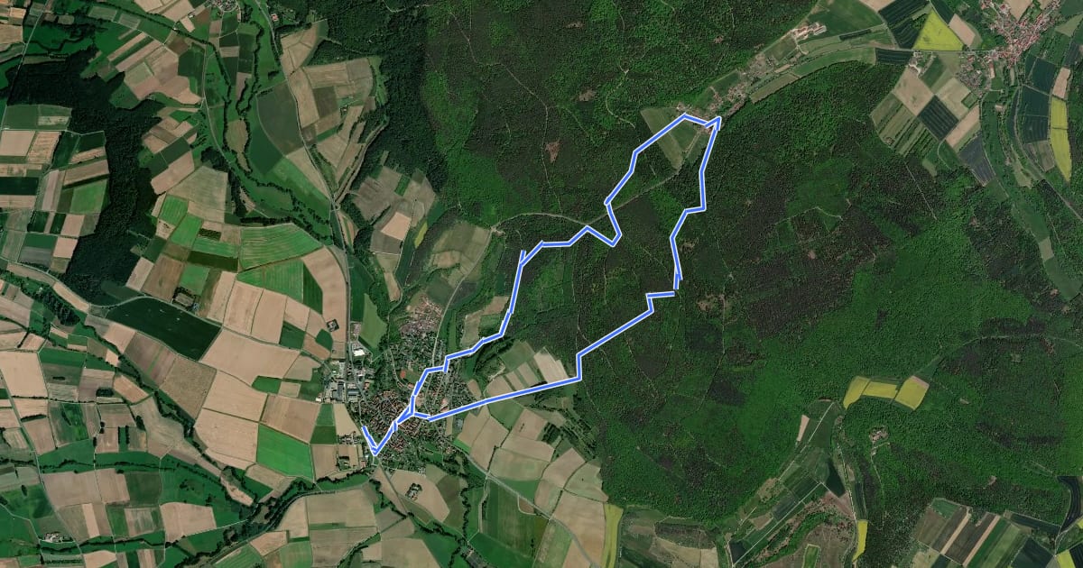 Маршрут Rhön-Rundweg "Königsburgweg" на спутниковом снимке