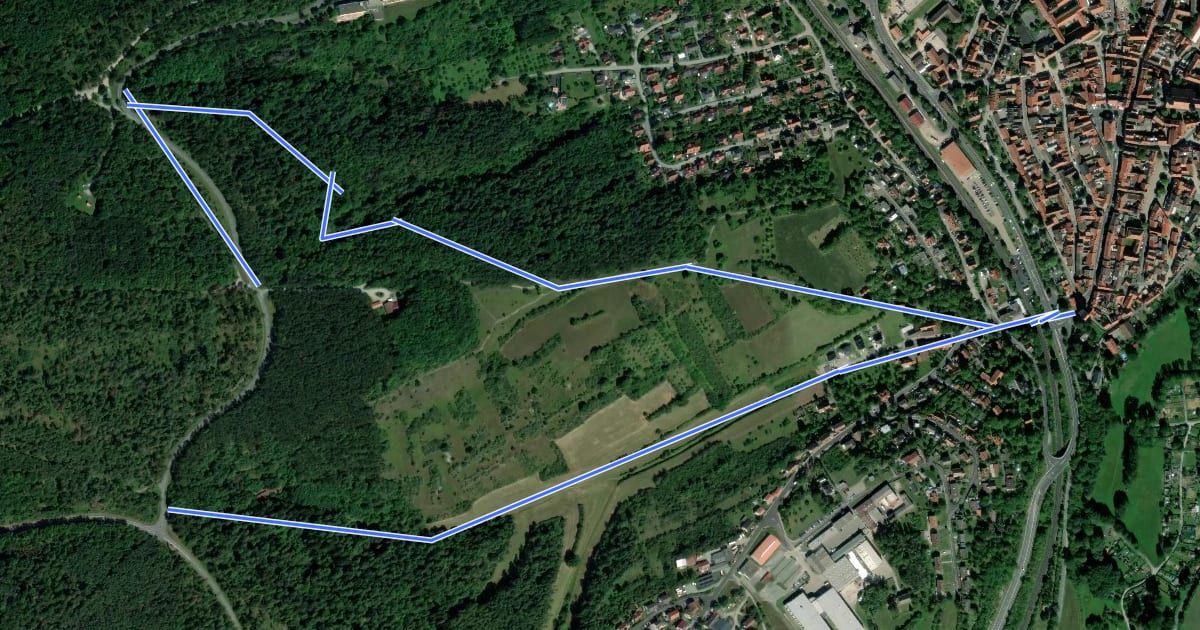 Маршрут Rhön-Rundweg Münnerstadt 1 на спутниковом снимке
