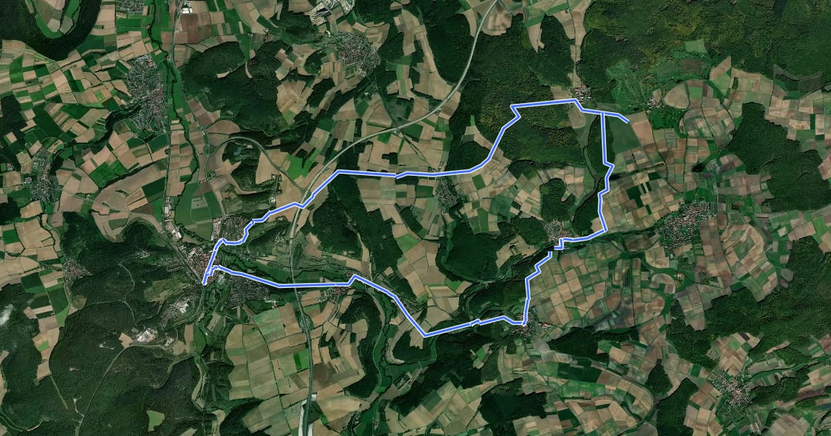 Маршрут Rhön-Rundweg Münnerstadt 3 на спутниковом снимке