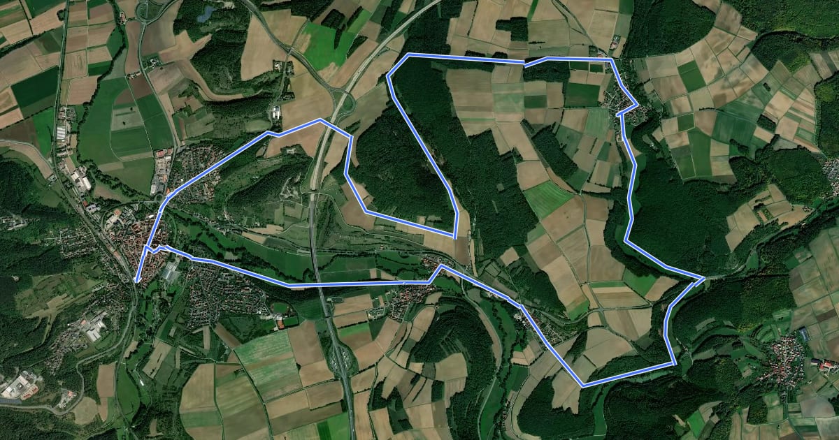 Маршрут Rhön-Rundweg Münnerstadt 4 на спутниковом снимке