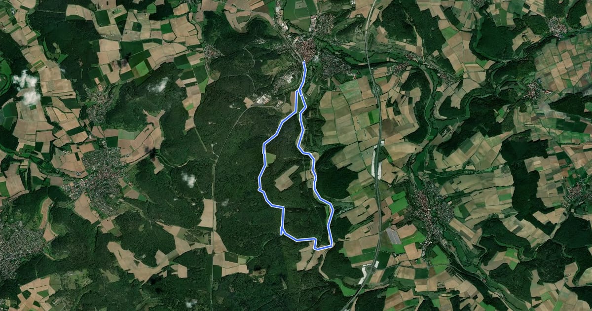 Маршрут Rhön-Rundweg Münnerstadt 5 на спутниковом снимке