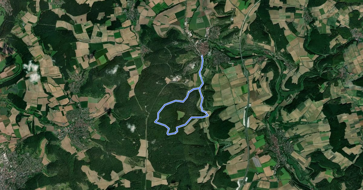 Маршрут Rhön-Rundweg Münnerstadt 6 на спутниковом снимке