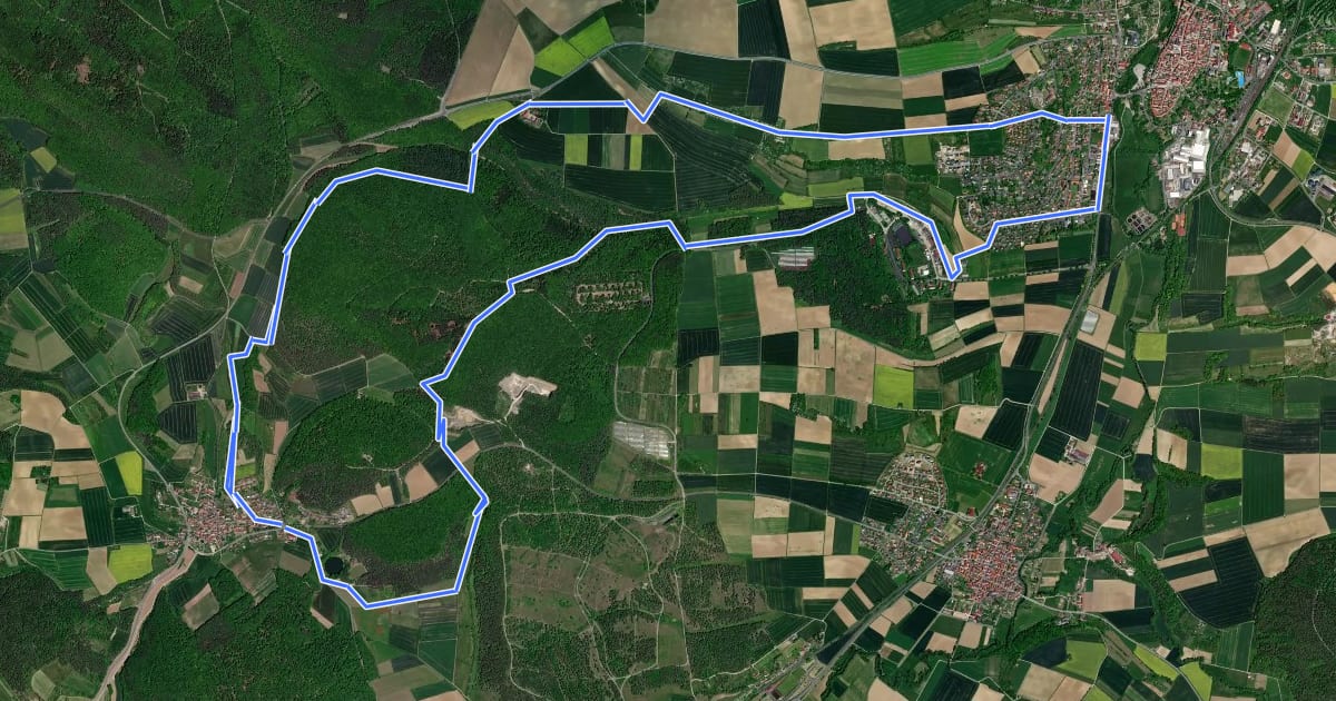 Маршрут Rhön-Rundweg Mellrichstadt 2 на спутниковом снимке