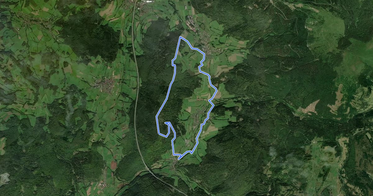 Маршрут Rhön-Rundweg Motten 1 на спутниковом снимке