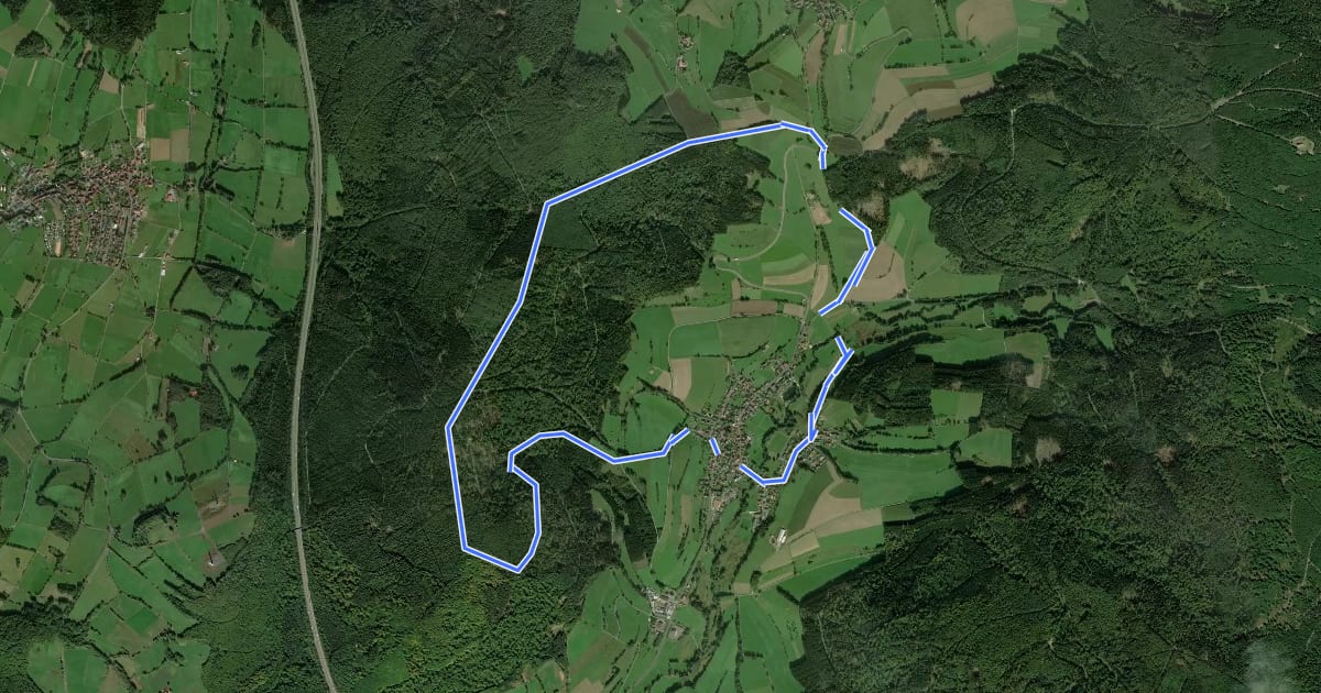 Маршрут Rhön-Rundweg Motten 4 на спутниковом снимке